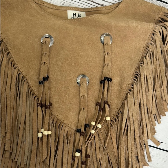 HB LEATHER Poncho with Beaded Accents - Picture 3 of 8
